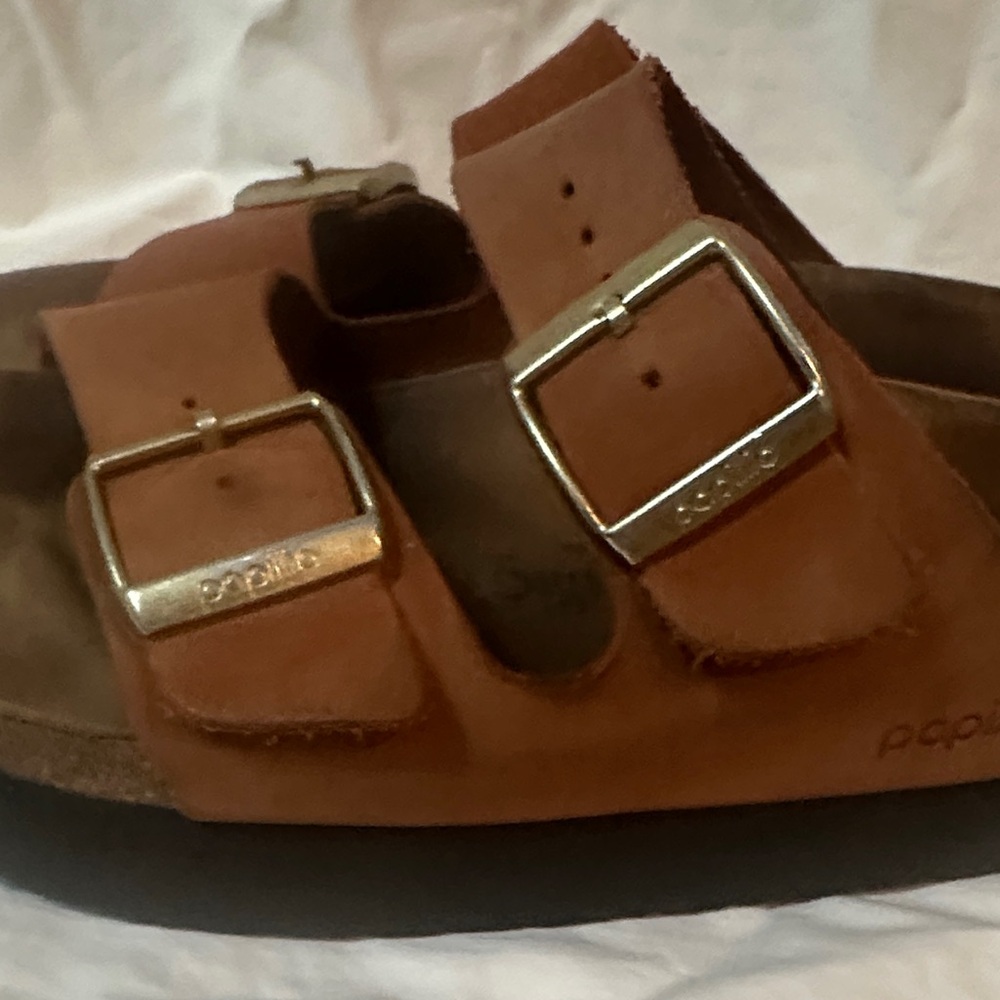 Papillio by Birkenstock Cognac Leather Double-Buckle Sandals - Picture 5 of 10